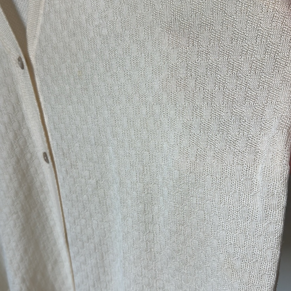 Barneys New York Cashmere Silk Merino Knit Vest Cream Textured Made in Italy - Picture 5 of 13
